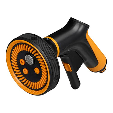 Fiskars Sprühpistole Multi, 5 Funktionen, Stufenlos regelbarer Durchfluss, Mit Frontregler und Ein/Aus-Verriegelung, SoftGrip, Universalgröße, Schwarz/Orange, 1065482 im Sale